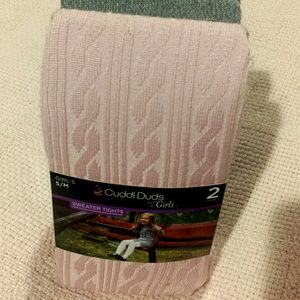 Cuddl Duds NWT, 2 pack girl's sweater tights S/M